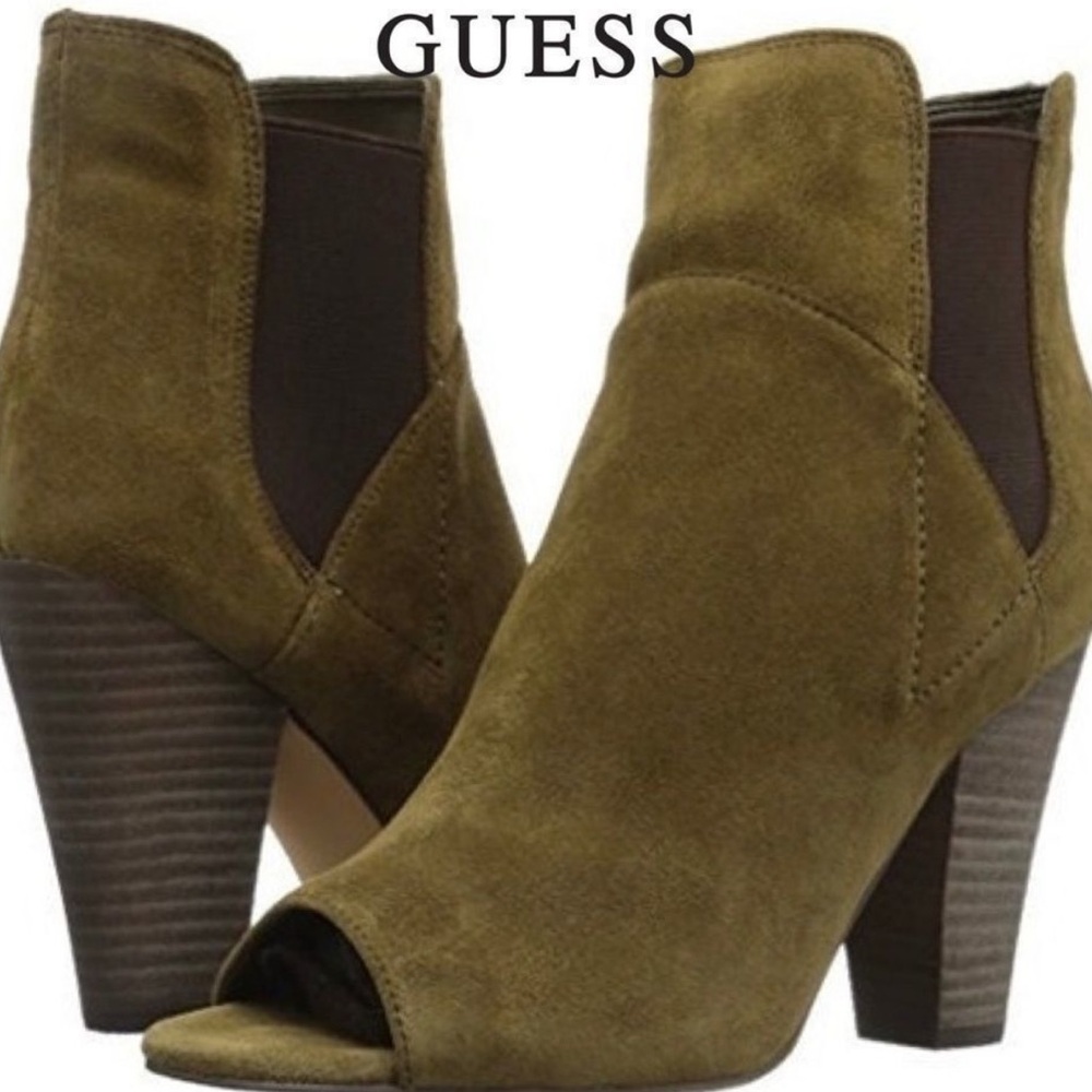 Guess Suede Peep Toe Booties Size‎ 8M A37